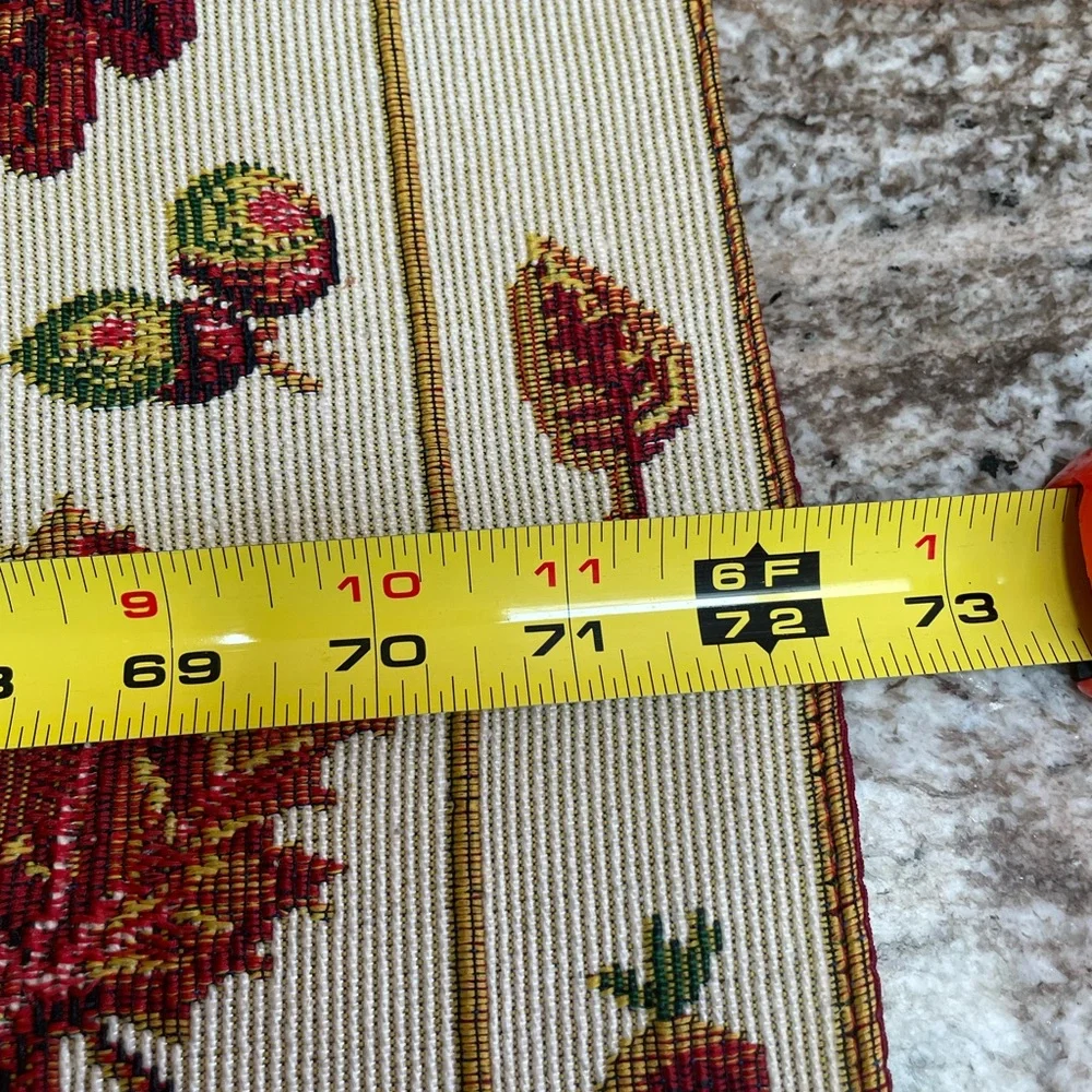 Autumn Leaves Woven Table Runner - Cream, Red & Gold - Picture 6 of 6